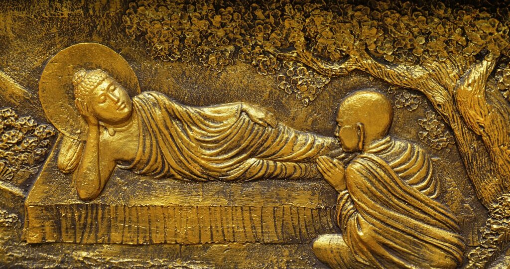 Будда в его последние дни и Ананда, его главный помощник