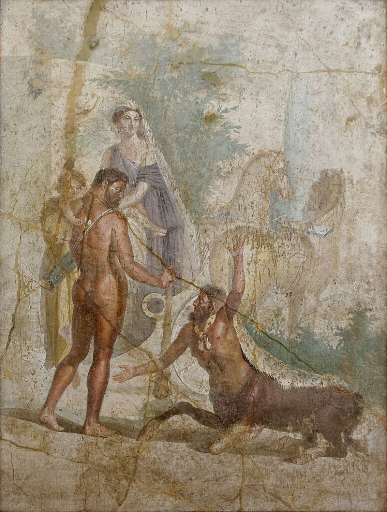 Геракл, Деянира и Несс. Фреска из Помпей