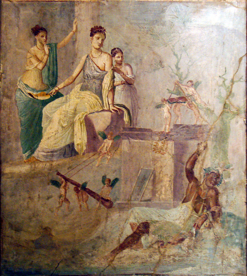 Геракл у Омфалы. Помпейская фреска