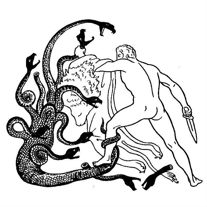 Геракл побеждает Лернейскую гидру
