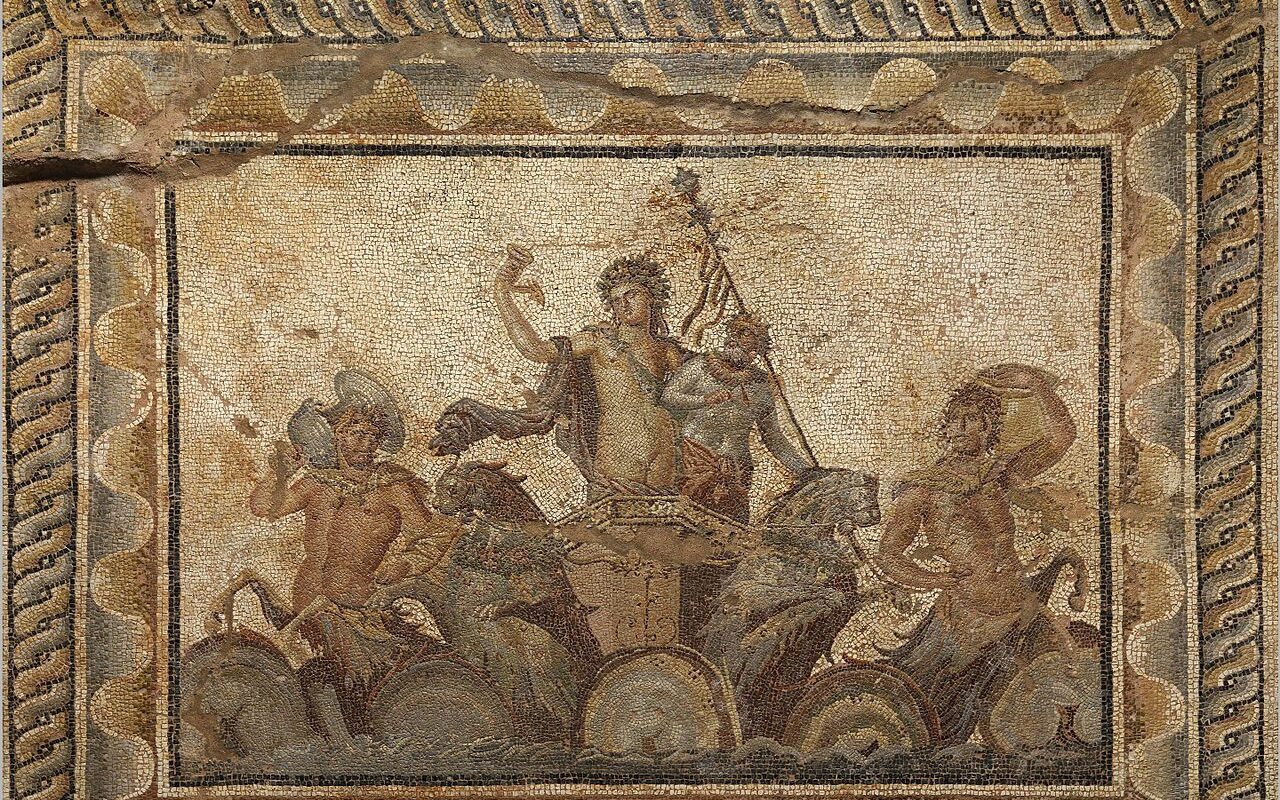 Богоявление Диониса. Мозаика с виллы Диониса (II век н.э.) в Дионе, Греция, Археологический музей Диона