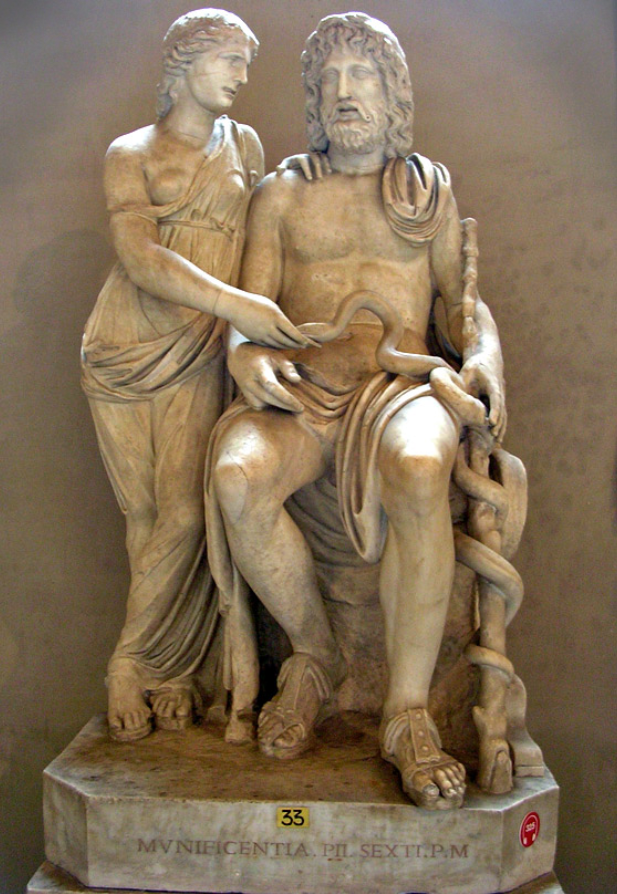 Асклепий и Гигиея. Римская копия II века н. э. Музей Пио-Клементино.