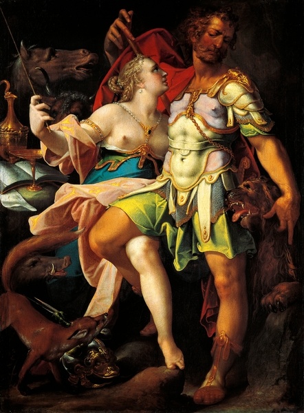 Одиссей и Кирка. Картина Бартоломеуса Шпренгера, между 1580 и 1585 годами